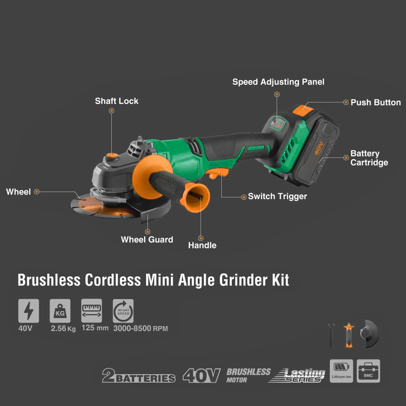 125mm Lityum Akülü 40v Fırçası - Brushless Angle Grinder Battery Powered incelemesi ve fiyatı